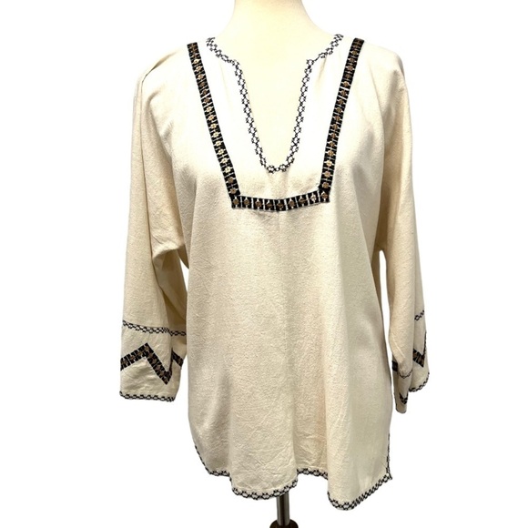 Ulla Johnson Silk Cream Embroidered Split Neck Peasant Top Women’s 8 - Picture 10 of 10
